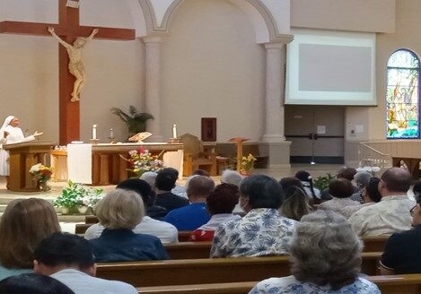 Rev. Sr. Dr. Carol Ijeoma Njoku preaches the mission at St. Joseph Parish, Vacaville, July 2022.